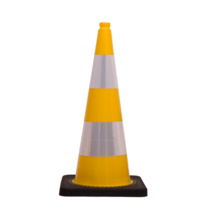 Verkeerskegel 750 mm. Geel met 2 Retroreflecterende Banden Klasse 2