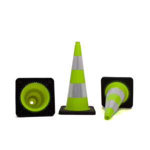 TSS™ series Traffic cone 75cm fluor green with 2 retroreflective tapes class 2
