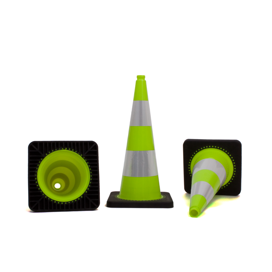 TSS™ series Traffic cone 75cm fluor green with 2 retroreflective tapes class 2