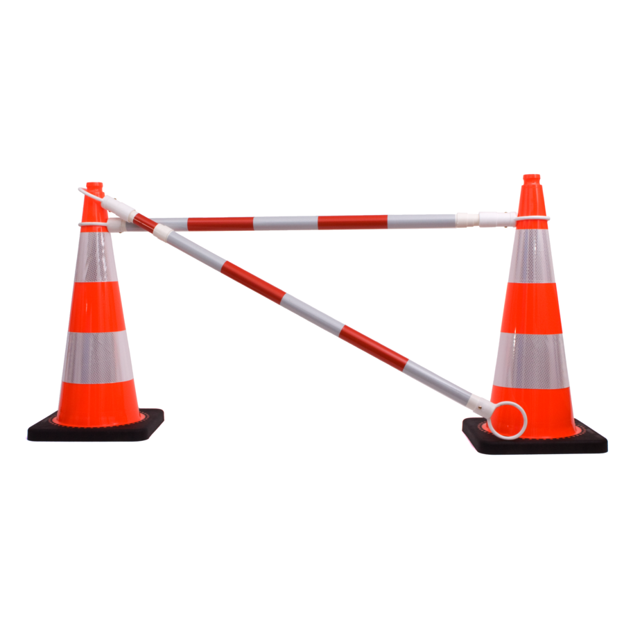 Telescopic pole barrier for traffic cone - Red/White