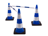 Telescopic pole barrier for traffic cone - Blue/White