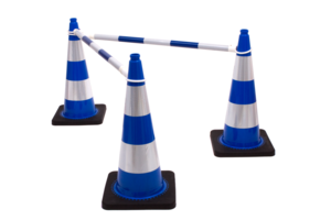 Telescopic pole barrier for traffic cone - Blue/White