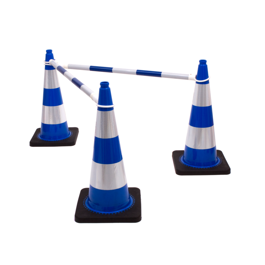 Telescopic pole barrier for traffic cone - Blue/White