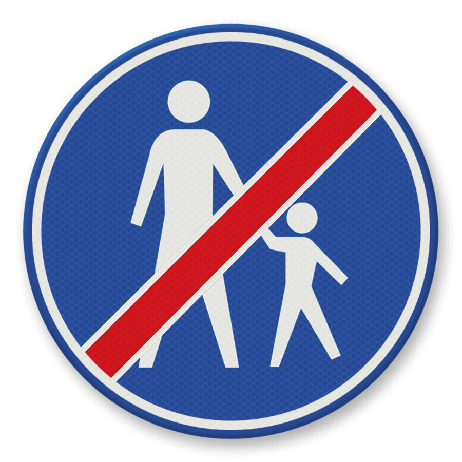 Verkeersbord RVV G08 - Einde voetpad Verkeersbord RVV G08 - Einde voetpad