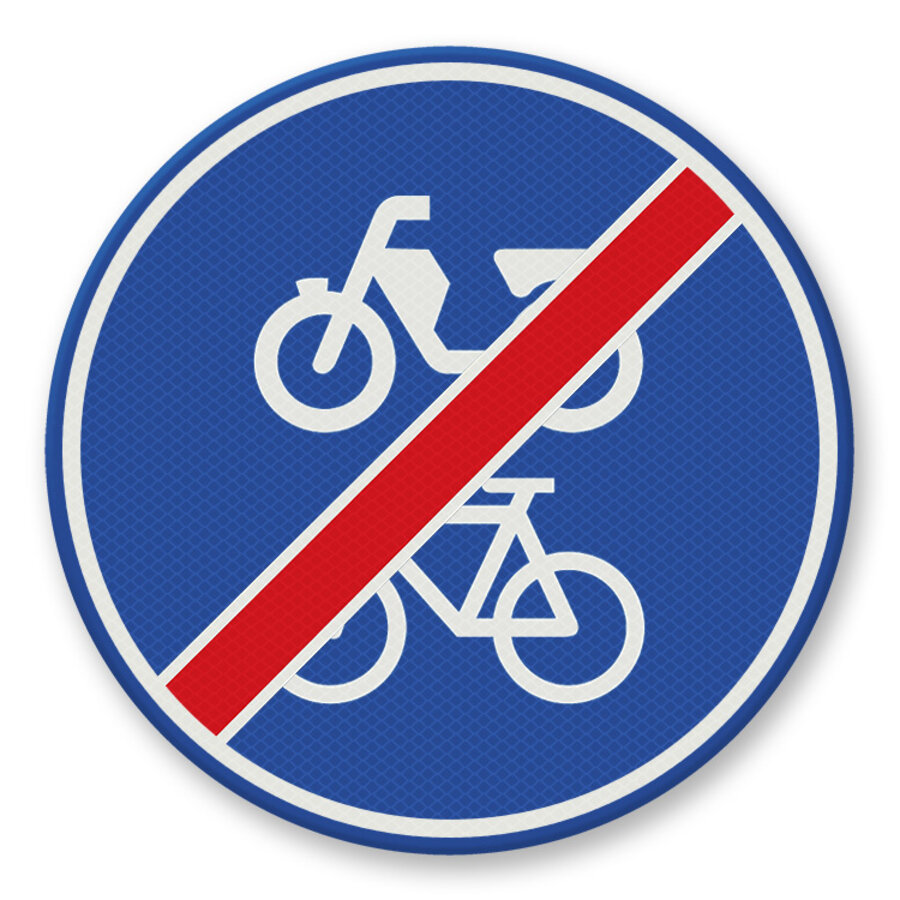 Verkeersbord RVV G12b - Einde fiets/bromfietspad Verkeersbord RVV G12b - Einde fiets/bromfietspad