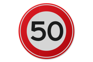Verkeersbord RVV A01-50 - Maximum snelheid 50 km/u Verkeersbord RVV A01-50 - Maximum snelheid 50 km/u