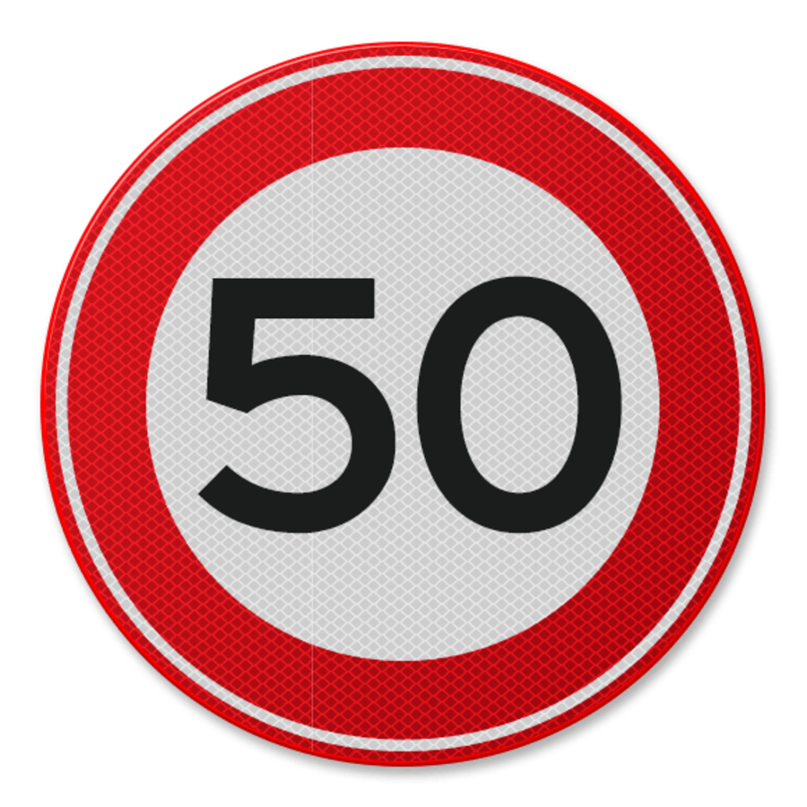 Verkeersbord RVV A01-50 - Maximum snelheid 50 km/u Verkeersbord RVV A01-50 - Maximum snelheid 50 km/u