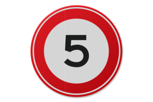 Verkeersbord RVV A01-05 - Maximum snelheid 5 km/u Verkeersbord RVV A01-05 - Maximum snelheid 5 km/u