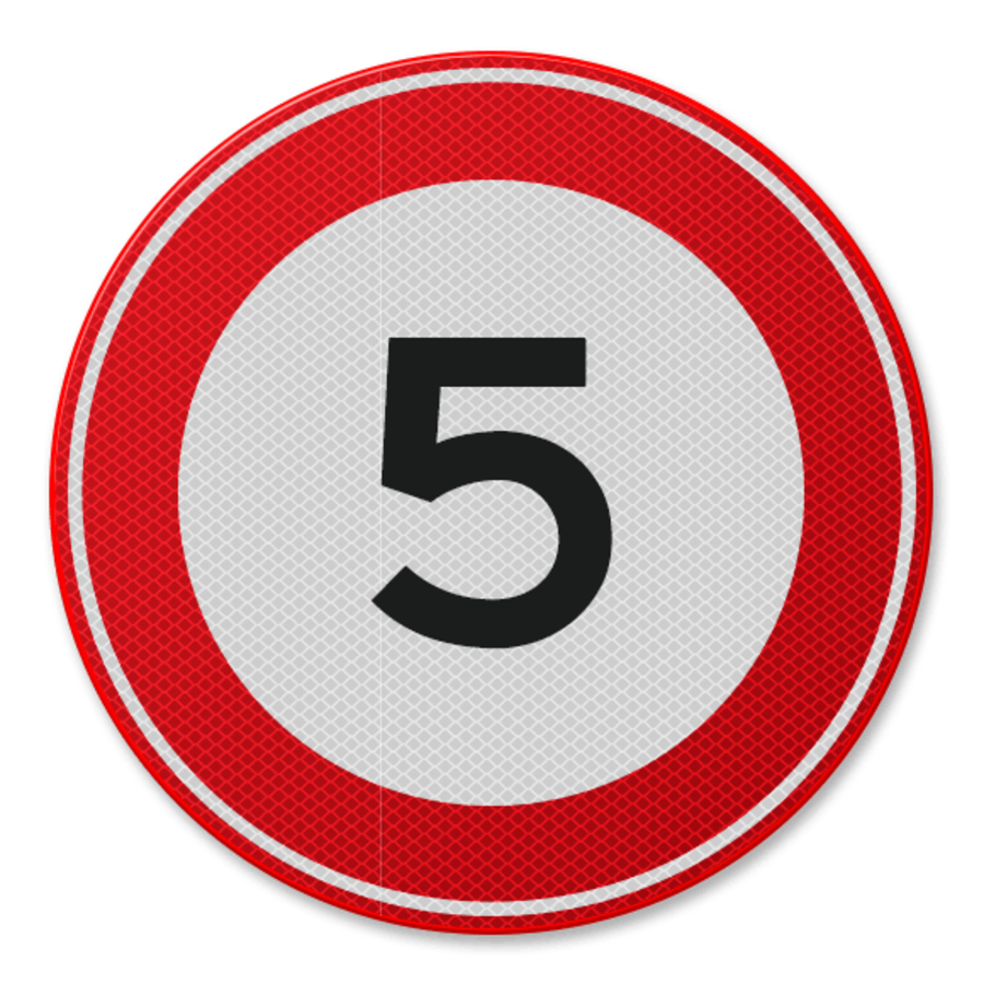 Traffic sign RVV A01-05 - Maximum speed 5 km/h Traffic sign RVV A01-05 - Maximum speed 5 km/h