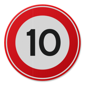 Verkeersbord RVV A01-10 - Maximum snelheid 10 km/u
