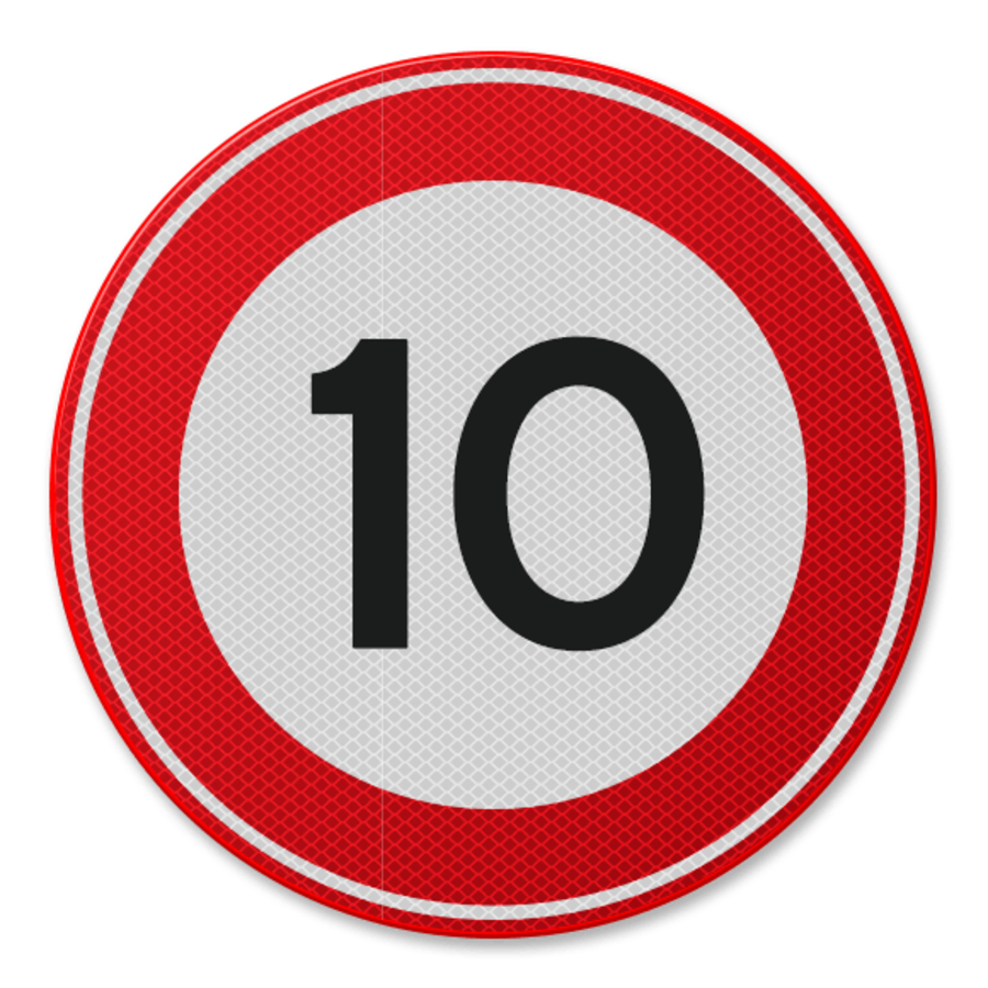 Verkeersbord RVV A01-10 - Maximum snelheid 10 km/u