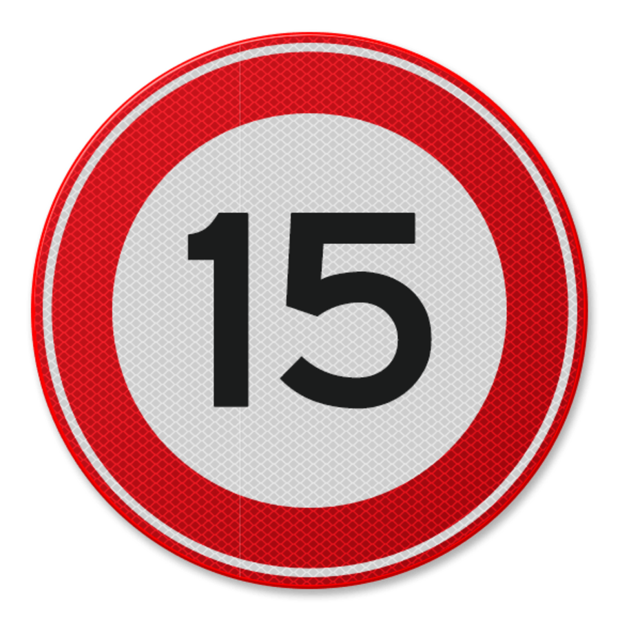 Verkeersbord RVV A01-15 - Maximum snelheid 15 km/u Verkeersbord RVV A01-15 - Maximum snelheid 15 km/u