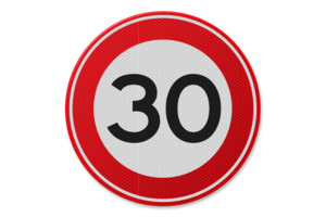 Verkeersbord RVV A01-30 - Maximum snelheid 30 km/u Verkeersbord RVV A01-30 - Maximum snelheid 30 km/u