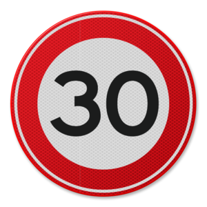 Verkeersbord RVV A01-30 - Maximum snelheid 30 km/u Verkeersbord RVV A01-30 - Maximum snelheid 30 km/u