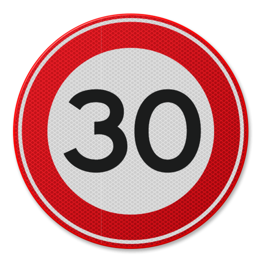Verkeersbord RVV A01-30 - Maximum snelheid 30 km/u Verkeersbord RVV A01-30 - Maximum snelheid 30 km/u