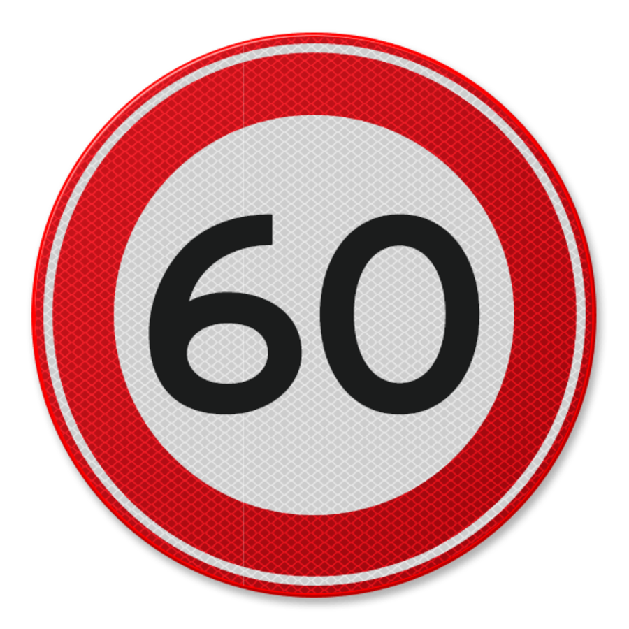 Traffic sign RVV A01-60 - Maximum speed 60 km/h Traffic sign RVV A01-60 - Maximum speed 60 km/h