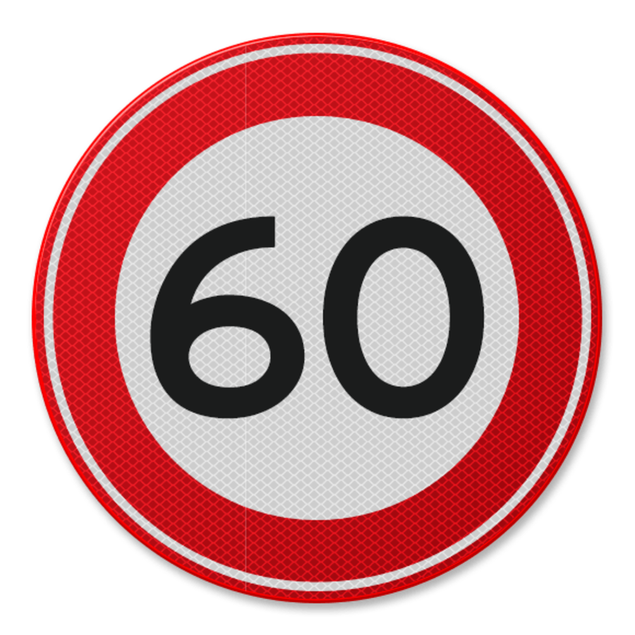 Verkeersbord RVV A01-60 - Maximum snelheid 60 km/u