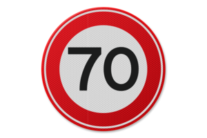 Verkeersbord RVV A01-70 - Maximum snelheid 70 km/u Verkeersbord RVV A01-70 - Maximum snelheid 70 km/u