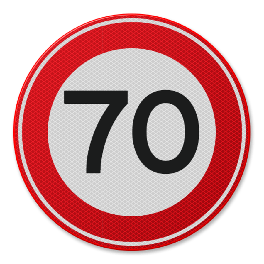 Traffic sign RVV A01-70 - Maximum speed 70 km/h