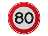 Verkeersbord RVV A01-80 - Maximum snelheid 80 km/u