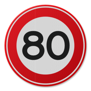 Verkeersbord RVV A01-80 - Maximum snelheid 80 km/u