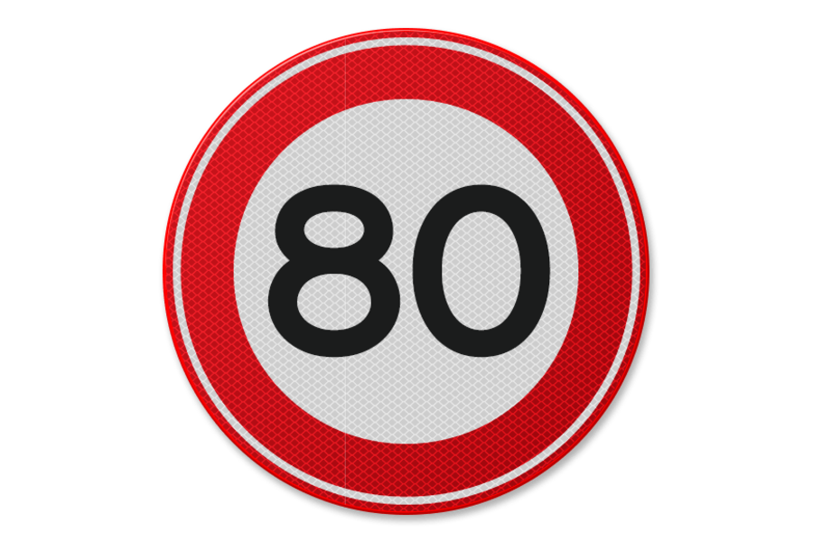 Verkeersbord RVV A01-80 - Maximum snelheid 80 km/u