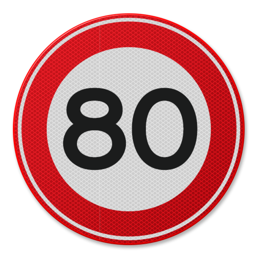 Verkeersbord RVV A01-80 - Maximum snelheid 80 km/u