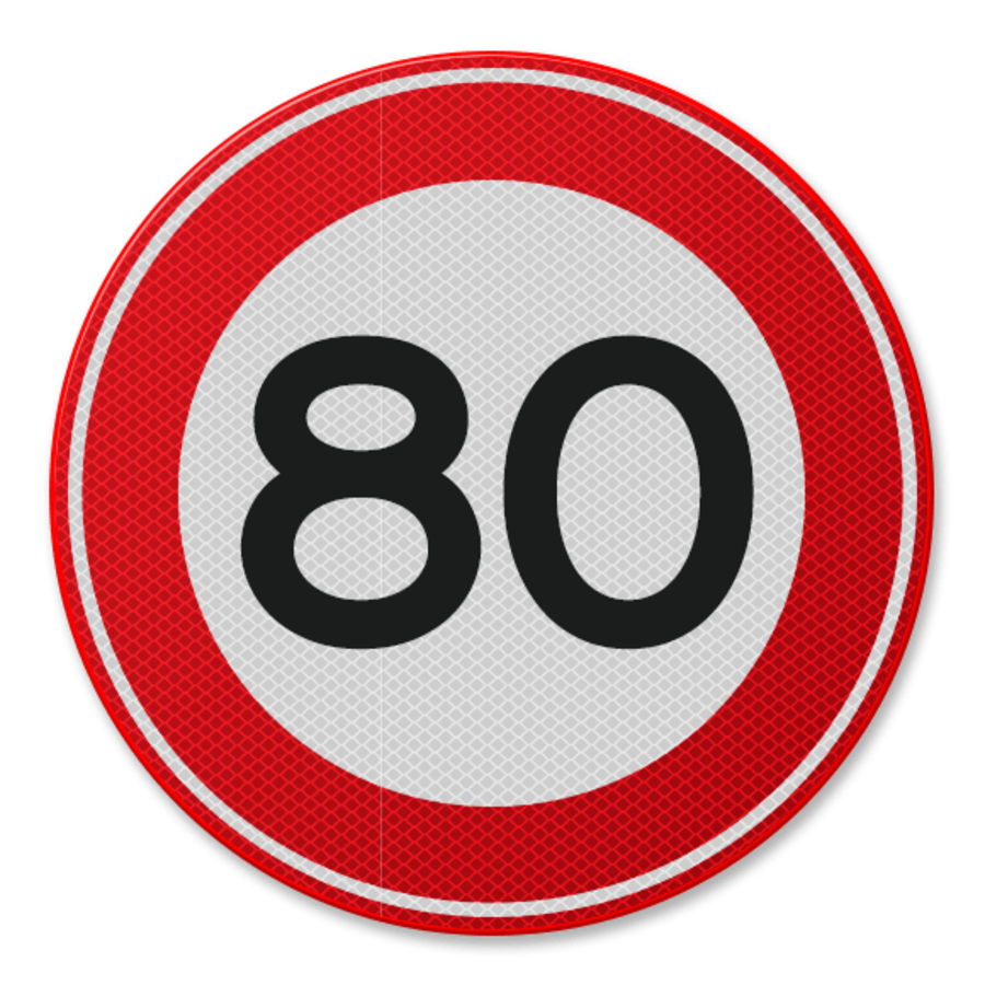 Verkeersbord RVV A01-80 - Maximum snelheid 80 km/u Verkeersbord RVV A01-80 - Maximum snelheid 80 km/u