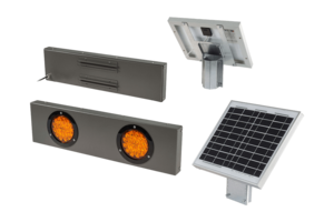 Voorwaarschuwingssein Solar LED 2x 100 mm. Voorwaarschuwingssein Solar LED 2x 100 mm.