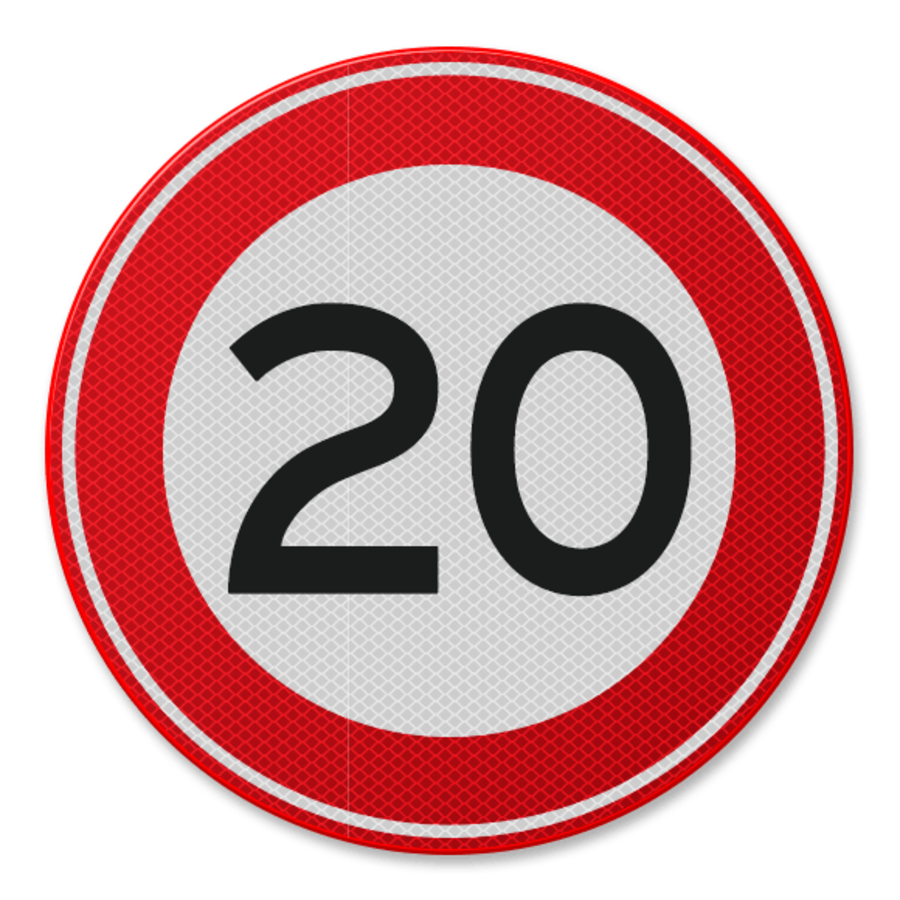 Traffic sign RVV A01-20 - Maximum speed 20 km/h