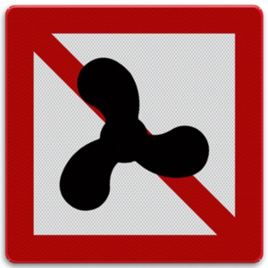 Scheepvaartbord A.12 - Verboden voor motorschepen Scheepvaartbord A.12 - Verboden voor motorschepen
