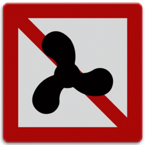 Shipping sign A.12 - Prohibited for motor vessels