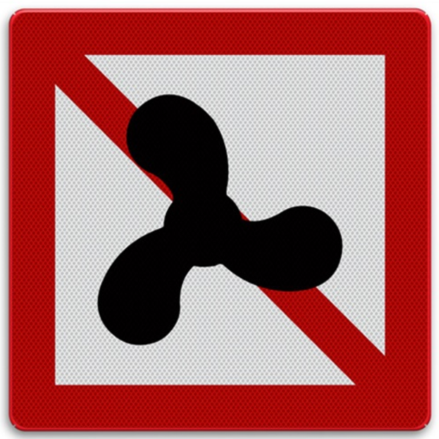 Scheepvaartbord A.12 - Verboden voor motorschepen Scheepvaartbord A.12 - Verboden voor motorschepen