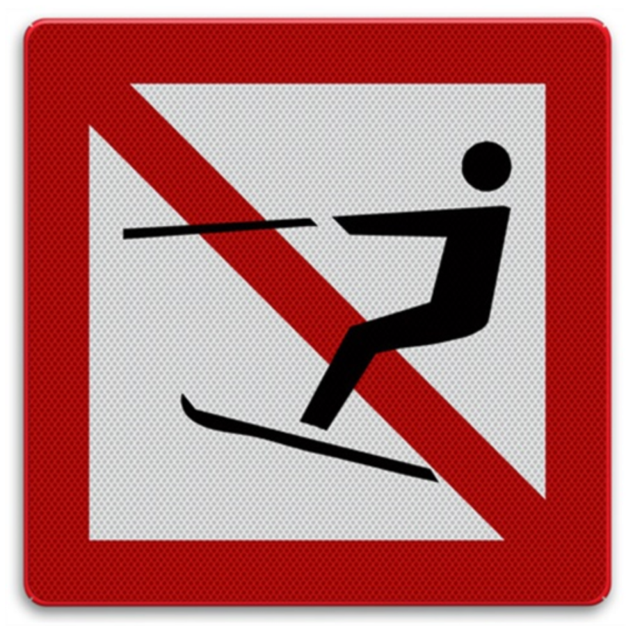 Scheepvaartbord A.14 - Verboden te waterskiën