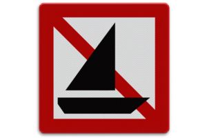 Scheepvaartbord A.15 - Verboden voor zeilschepen Scheepvaartbord A.15 - Verboden voor zeilschepen