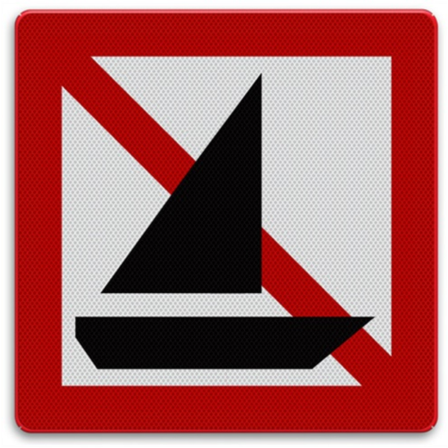 Scheepvaartbord A.15 - Verboden voor zeilschepen Scheepvaartbord A.15 - Verboden voor zeilschepen
