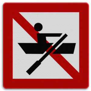 Shipping sign A.16 - Prohibited for ships propelled by muscle power Shipping sign A.16 - Prohibited for ships propelled by muscle power