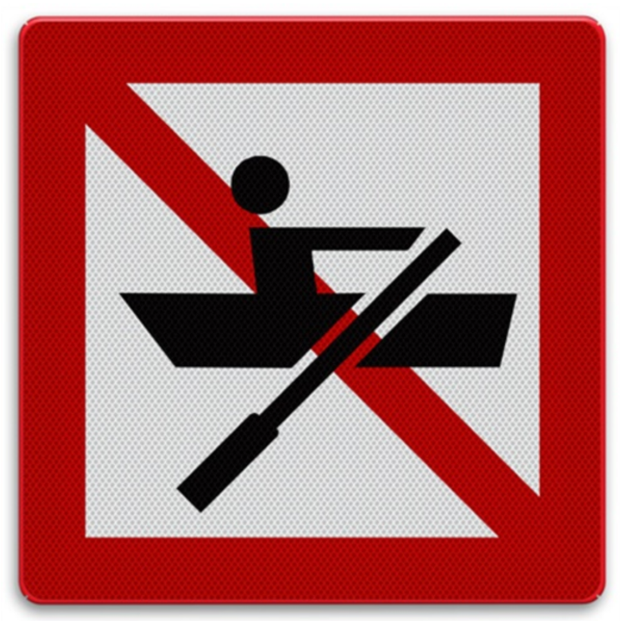 Scheepvaartbord A.16 - Verboden voor door spierkracht voortbewogen schepen Scheepvaartbord A.16 - Verboden voor door spierkracht voortbewogen schepen