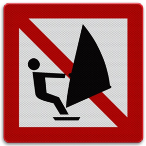 Shipping sign A.17 - Prohibited for sailboards - windsurfing