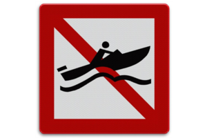 Shipping sign A.18 - Prohibited for fast motor boats Shipping sign A.18 - Prohibited for fast motor boats