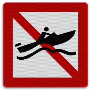 Scheepvaartbord A.18 - Verboden voor snelle motorboten