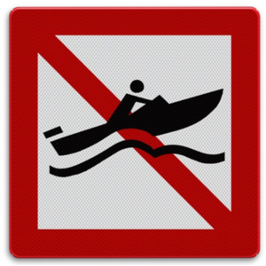 Scheepvaartbord A.18 - Verboden voor snelle motorboten Scheepvaartbord A.18 - Verboden voor snelle motorboten