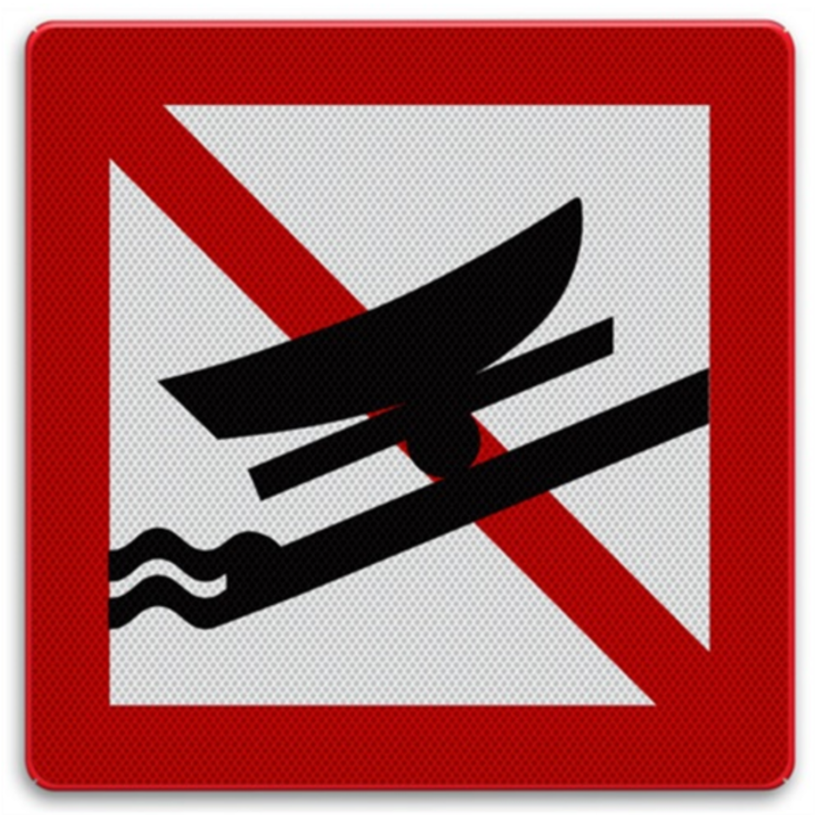 Scheepvaartbord A.19 - Verboden boten tewater te laten of uit het water te halen Scheepvaartbord A.19 - Verboden boten tewater te laten of uit het water te halen