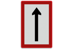 Scheepvaartbord B.1b - Verplichting te varen in de richting aangegeven door de pijl Scheepvaartbord B.1b - Verplichting te varen in de richting aangegeven door de pijl