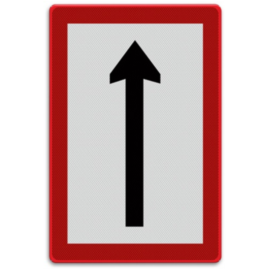 Scheepvaartbord B.1b - Verplichting te varen in de richting aangegeven door de pijl Scheepvaartbord B.1b - Verplichting te varen in de richting aangegeven door de pijl
