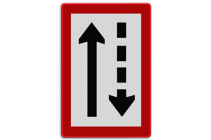 Scheepvaartbord B.3a - Verplichting zich aan de bakboordzijde te houden Scheepvaartbord B.3a - Verplichting zich aan de bakboordzijde te houden