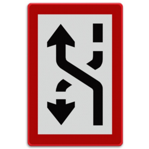 Scheepvaartbord B.4a - Verplichting zich naar de bakboordzijde te begeven