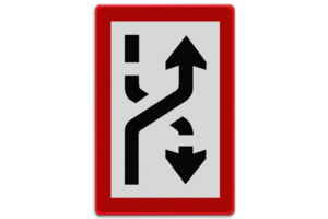 Scheepvaartbord B.4b - Verplichting zich naar de stuurboordzijde te begeven Scheepvaartbord B.4b - Verplichting zich naar de stuurboordzijde te begeven