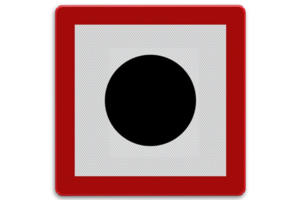 Scheepvaartbord B.7 - Verplichting een geluidssein te geven Scheepvaartbord B.7 - Verplichting een geluidssein te geven
