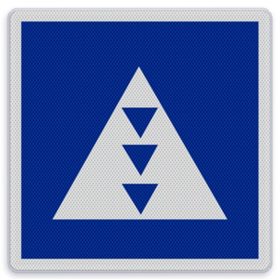 Shipping sign E.5.7 - Berths for pushed vessels with three cones Shipping sign E.5.7 - Berths for pushed vessels with three cones